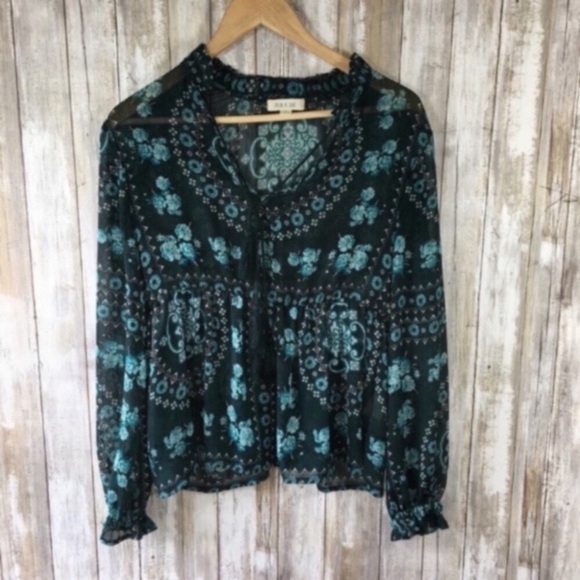 Taylor & Sage Green Floral Sheer Blouse - Picture 4 of 8